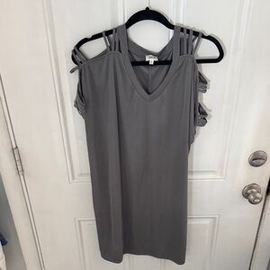 BKE Gray Cold Shoulder Midi Dress